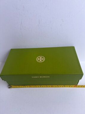 Tory Burch Lime Green Logo Shoe Box with Gold Emblem
